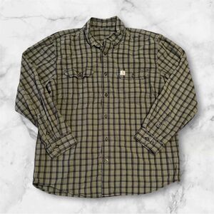 Carhartt‎ Long Sleeve Olive Green / Black Plaid Long Sleeve Shirt Mens Size L